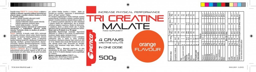 Creatine drink  Tricreatine Malate 500g   Orange č.2
