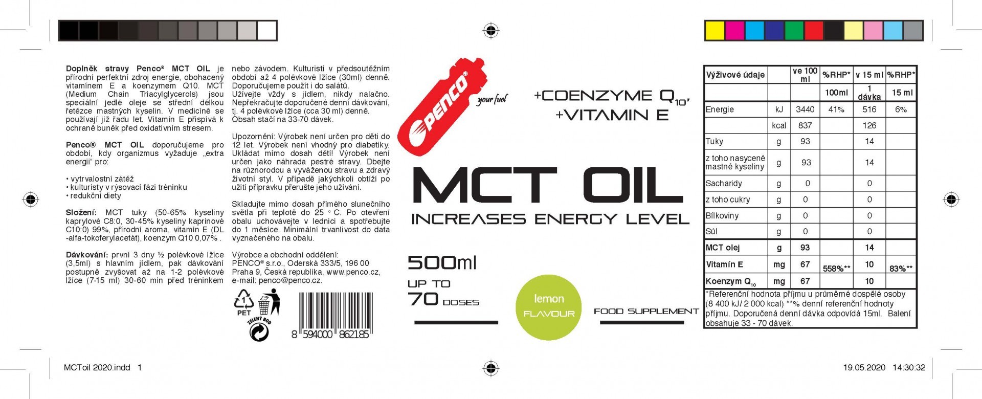 Fast energy source  MCT OIL 500ml  Lemon č.2
