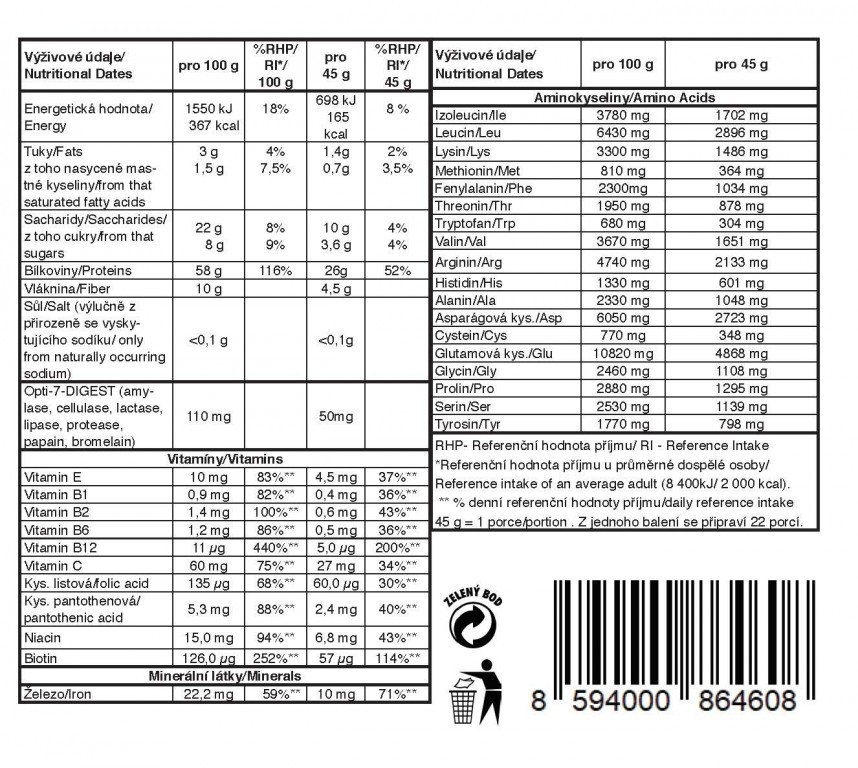 Protein powder  GREEN PROTEIN 1000g  Dark Chocolate č.2