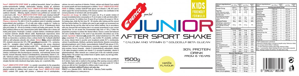 Recovery drink for juniors  JUNIOR AFTER SPORT SHAKE 1500g  Vanilla č.2