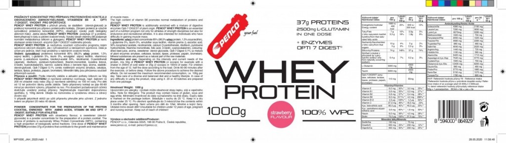 Protein powder  WHEY PROTEIN   Strawberry č.4
