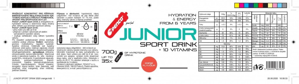 Electrolyte drink for kids   JUNIOR SPORT DRINK 700g   Orange č.4