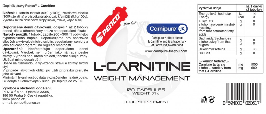 L- KARNITIN CARNIPURE 120 Capsules č.3