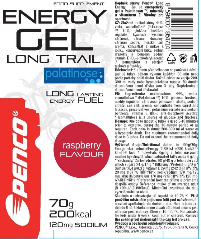 Energy gel   LONG TRAIL 70g   Raspberry č.3