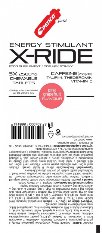 Energy stimulant   X-RIDE 3 TBL   Pink Grapefruit č.2