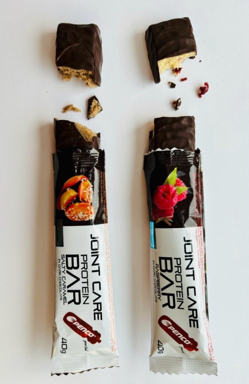 AKCE 4+2   JOINT CARE PROTEIN BAR 40g   Slaný karamel v tmavé čokoládětmavej čokoláde + Malina v tmavej čokoláde č.5