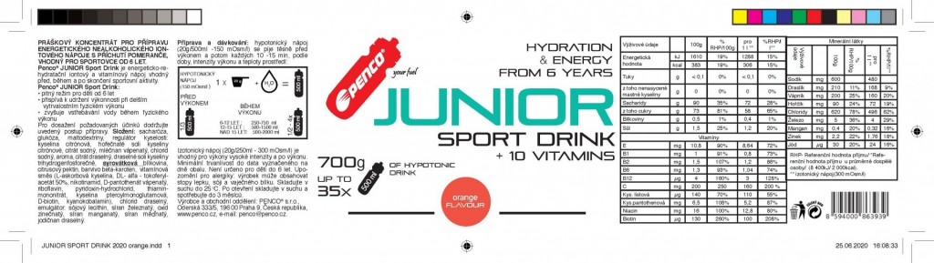 Iónový nápoj pre deti   JUNIOR SPORT DRINK 700 g   Pomaranč č.4