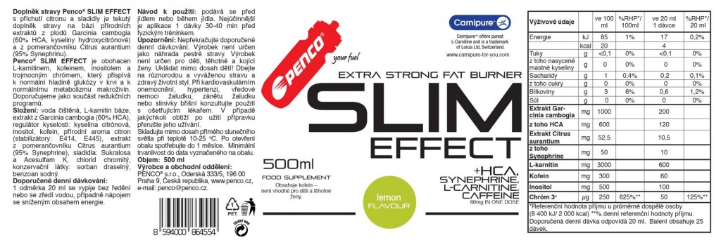 Spaľovač tukov  SLIM EFFECT 500 ML  Citrón č.3