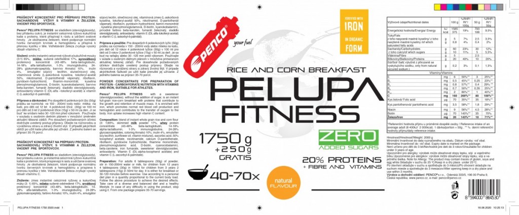 Bezlepková kaša  PELUPA FITNESS 1750 g  Natural č.2