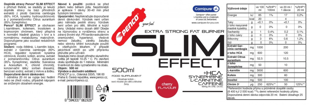 Spaľovač tukov  SLIM EFFECT 500 ML  Čerešňa č.2