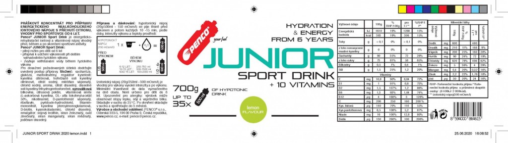 Iónový nápoj pre deti   JUNIOR SPORT DRINK 700 g   Citrón č.3