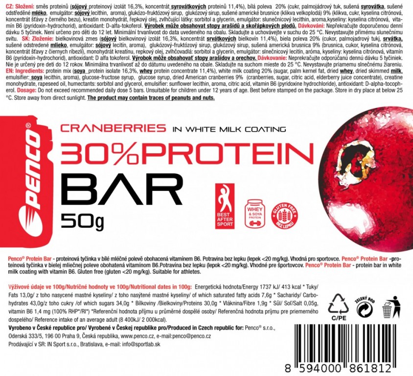 Proteinová tyčinka   PROTEIN BAR 50g   Brusinka č.5