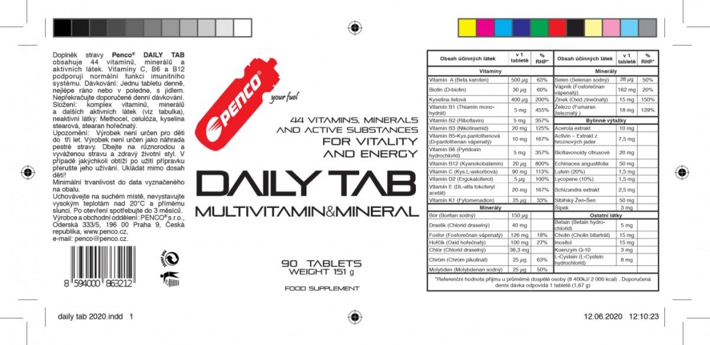 Multivitamin s minerály  DAILY TAB 44  90 tablet č.2