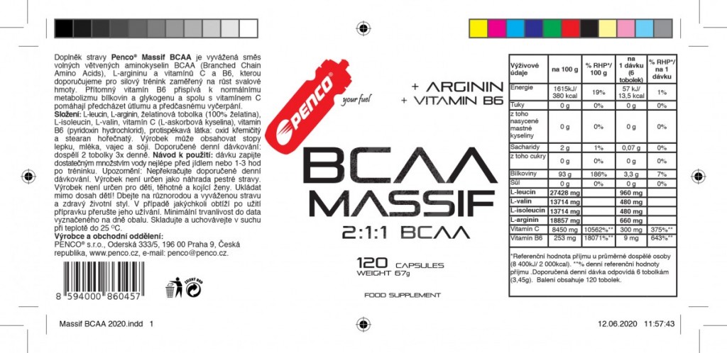Aminokyseliny  BCAA MASSIF  120 tobolek č.2