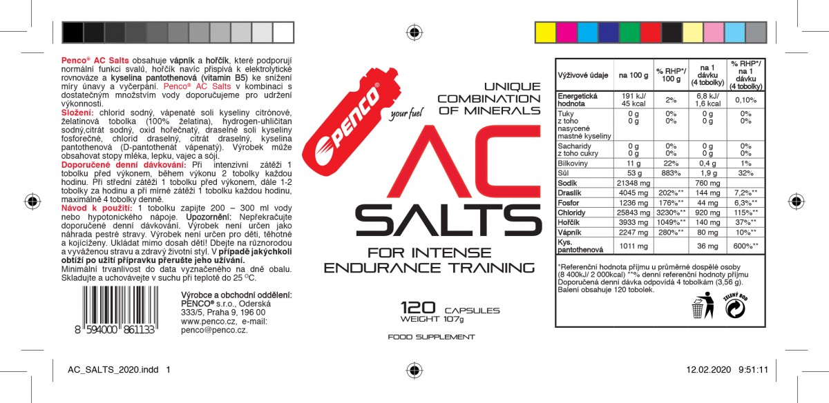 Minerály proti křečím  AC SALTS  120 tobolek č.2
