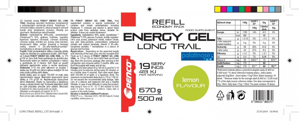 Energetický gel   LONG TRAIL REFILL   Citron č.2