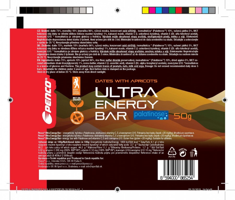 Energetická tyčinka  ULTRA ENERGY BAR 50g   Datle & Meruňka č.2