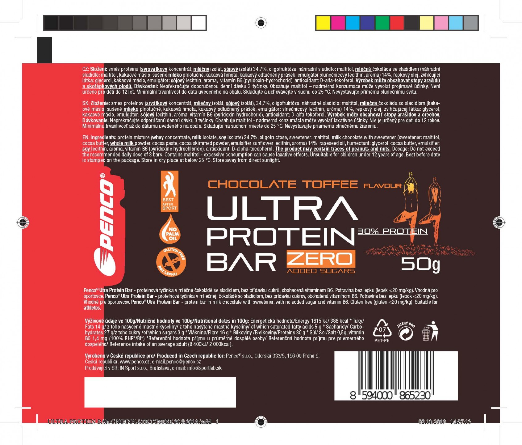 Proteinová tyčinka   ULTRA PROTEIN BAR 50g   Čokoláda-Toffee č.2