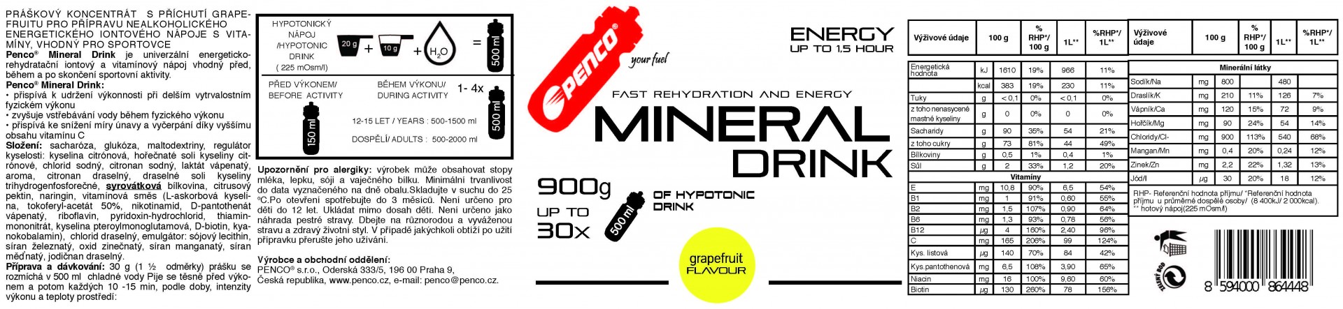 Iontový nápoj  MINERAL DRINK  Grapefruit č.5