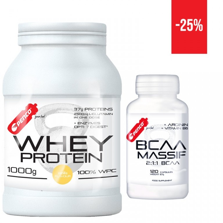  AKCE WHEY PROTEIN 1000g  Vanilka +  BCAA MASSIF  120 tobolek ZDARMA č.1