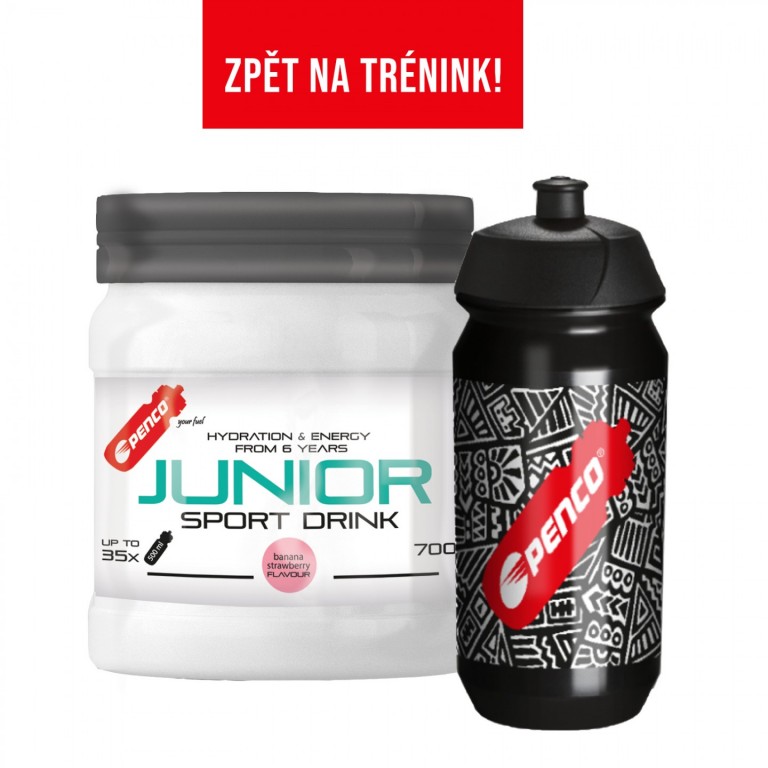 AKCE   JUNIOR SPORT DRINK 700g Jahoda&Banán   + PENCO BIDON TACX SHIVA Junior Black 500 ml č.1