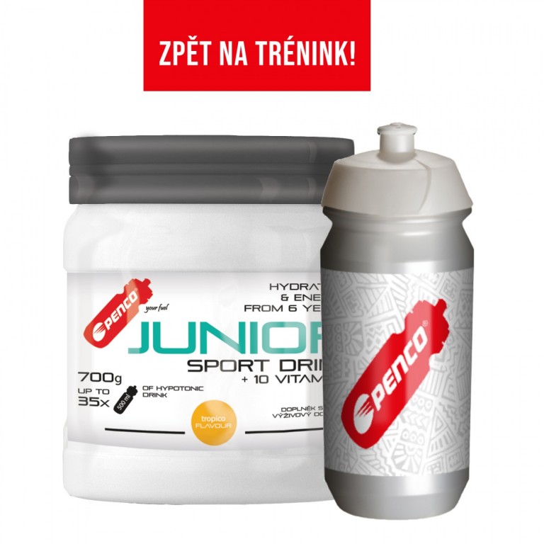 AKCE   JUNIOR SPORT DRINK 700g Tropico   + PENCO BIDON TACX SHIVA Junior White 500 mlVA Junior 500ml č.1